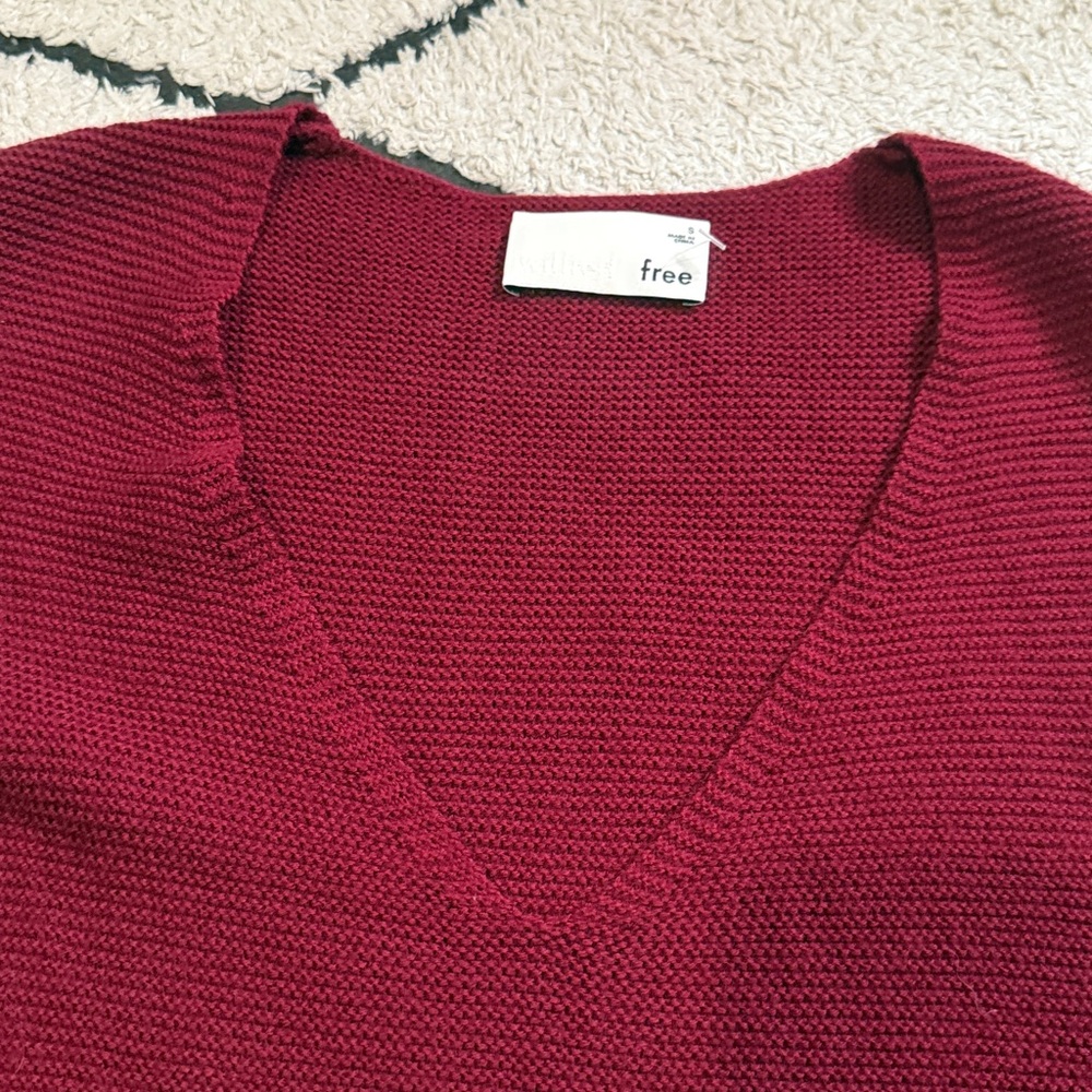 Wilfred Deep Red V-Neck Sweater - Picture 3 of 4